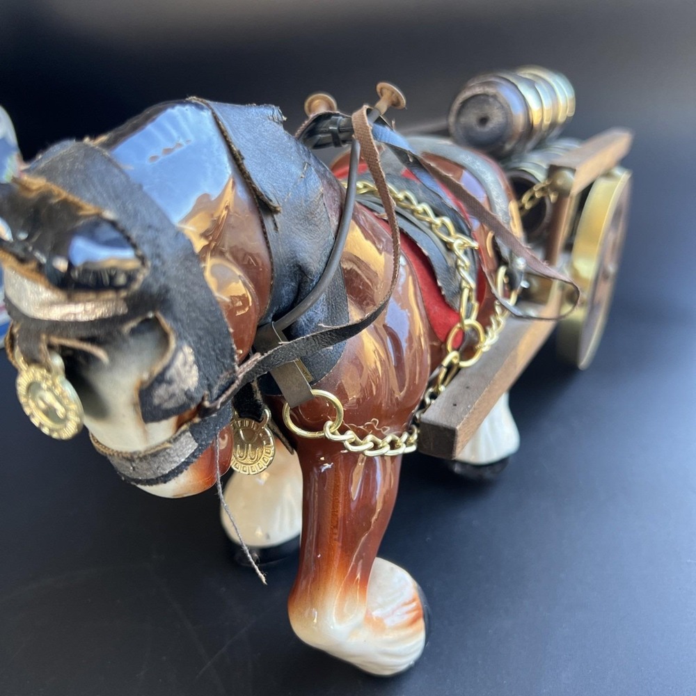 Ceramic Clydesdale Horse Pulling Barrel Cart Figurine - Picture 7 of 16